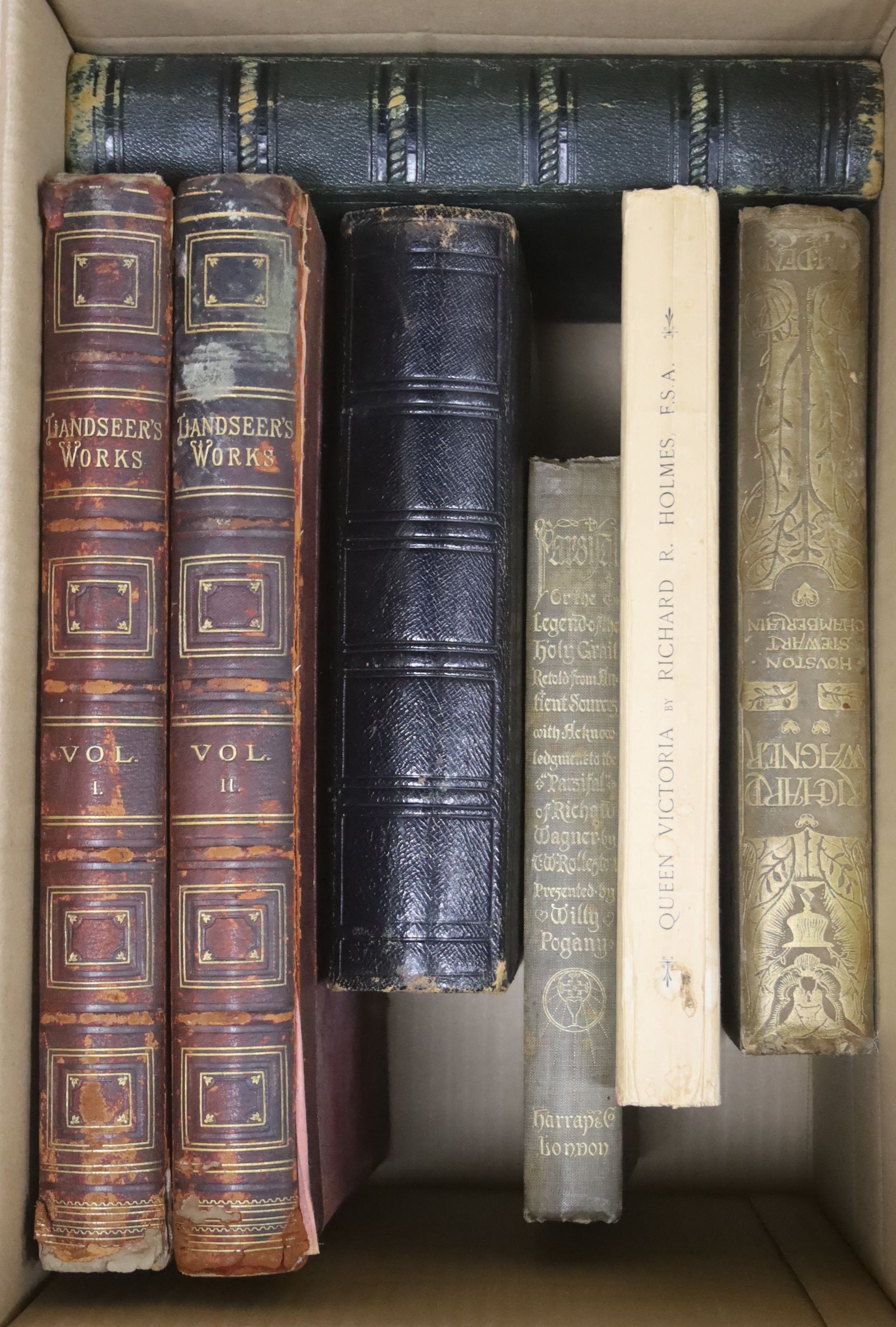A group of books including Landseer works, 2 volumes, Parsital illus. by Willy Polgany
